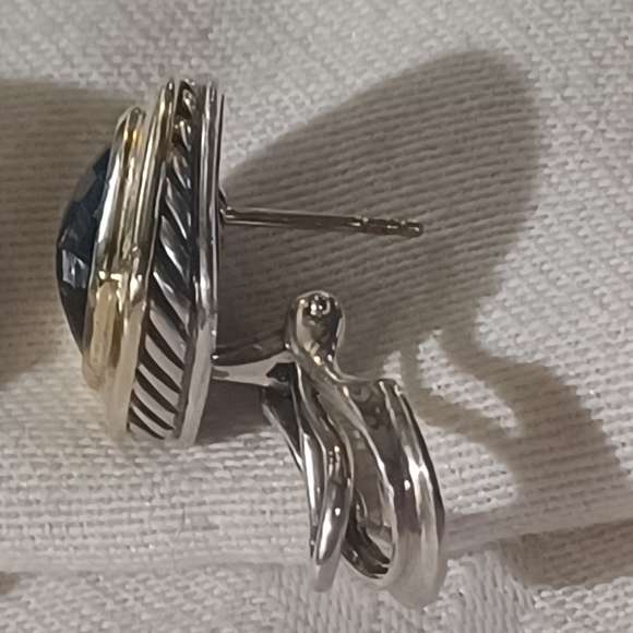 * Host Pick!* David Yurman Albion Onyx Earrings, SS & 18k, Omega Back - Picture 8 of 11